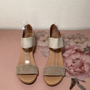 Yevalu Beige Strappy Wedge 7.5